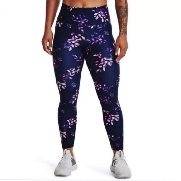 NWT Under Armour Floral High Rise Compression Ankle Workout Leggings - Picture 2 of 8